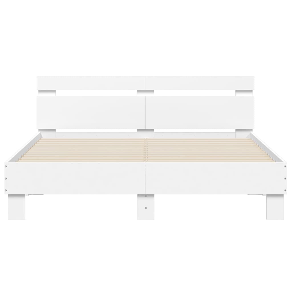 Bedframe met hoofdeinde en LED wit 150x200 cm