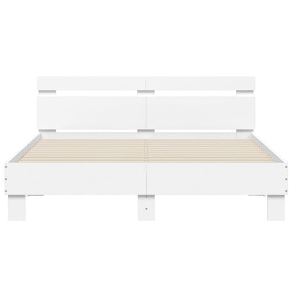 Bedframe met hoofdeinde en LED wit 150x200 cm