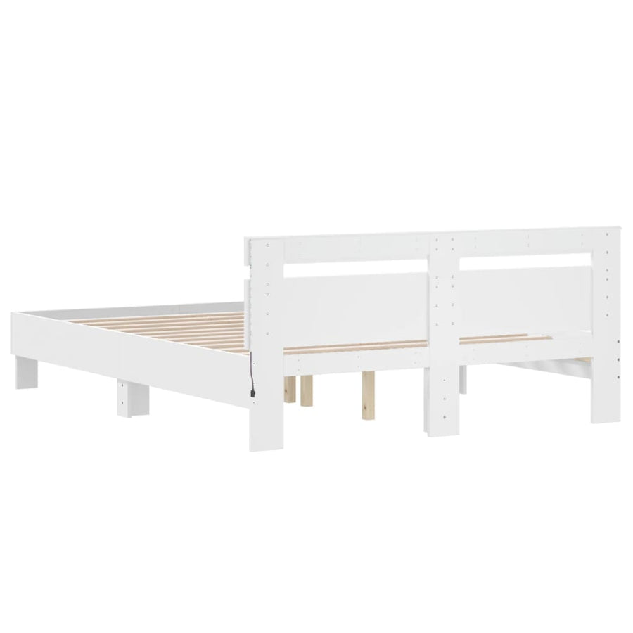 Bedframe met hoofdeinde en LED wit 150x200 cm