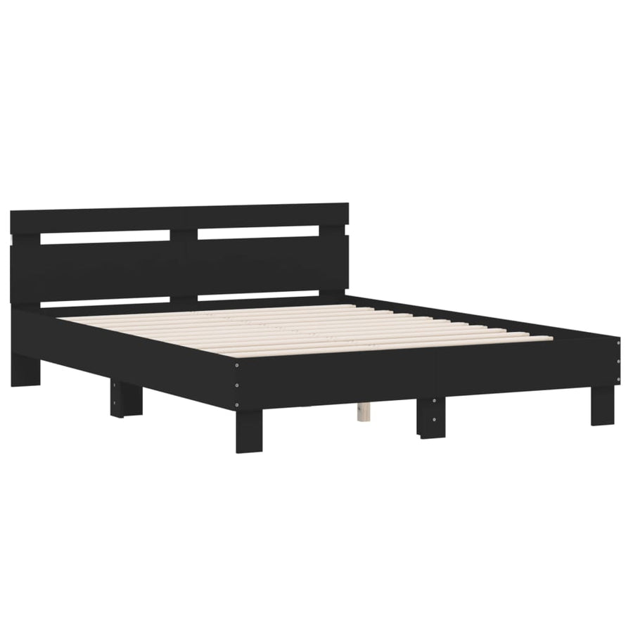 Bedframe met hoofdeinde en LED zwart 150x200 cm