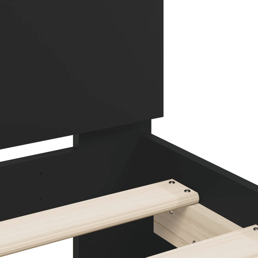 Bedframe met hoofdeinde en LED zwart 150x200 cm