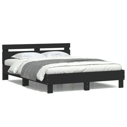 Bedframe met hoofdeinde en LED zwart 150x200 cm