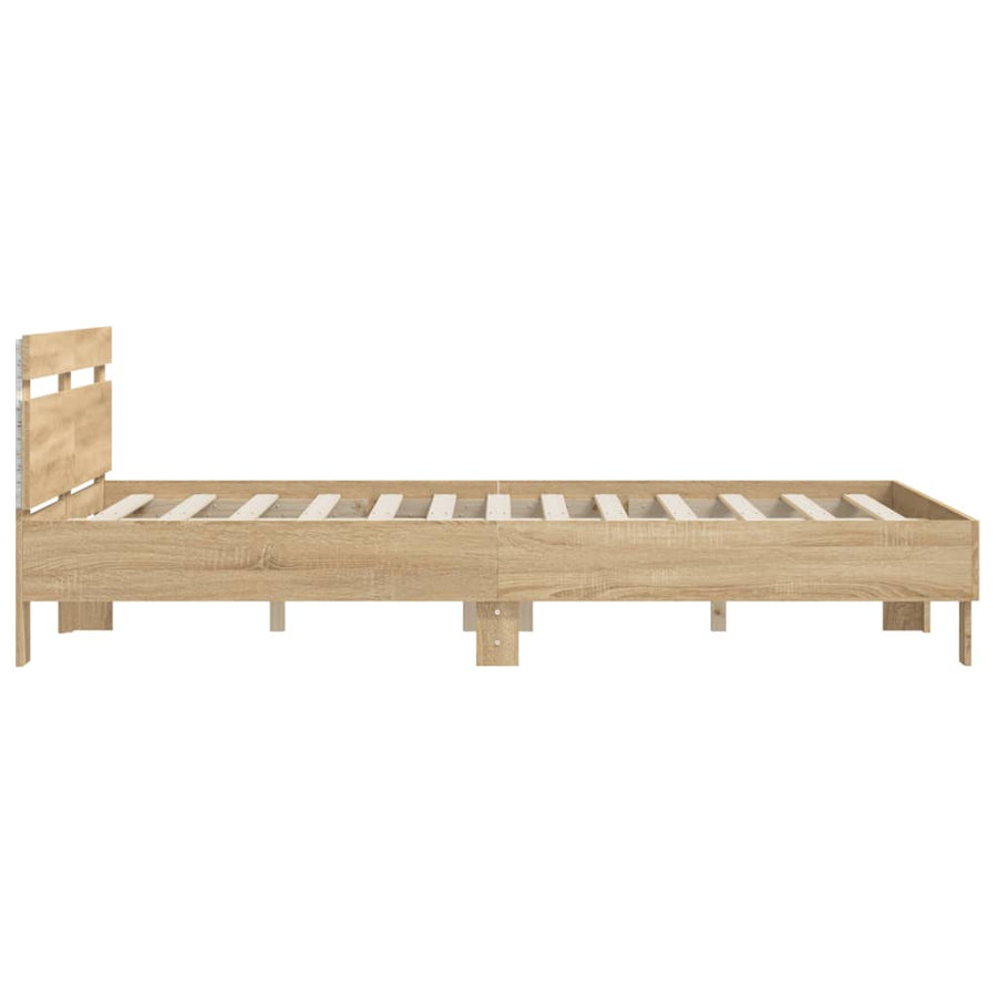 Bedframe met hoofdeinde en LED sonoma eikenkleurig 150x200 cm