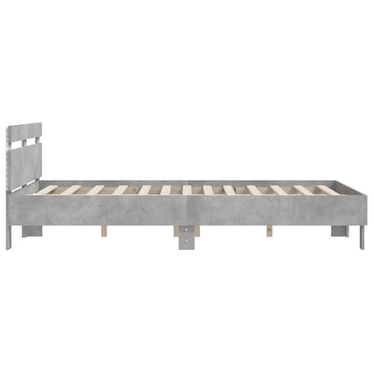 Bedframe met hoofdeinde en LED betongrijs 150x200 cm