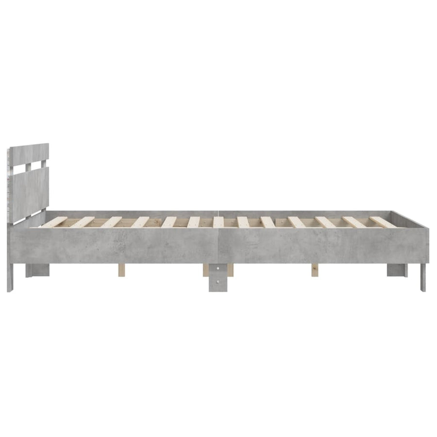 Bedframe met hoofdeinde en LED betongrijs 150x200 cm