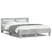 Bedframe 150x200 cm betongrijs met LED hoofdeinde