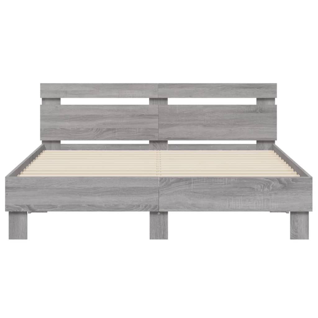 Bedframe met hoofdeinde en LED grijs sonoma eiken 150x200 cm
