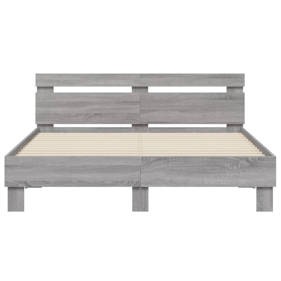 Bedframe met hoofdeinde en LED grijs sonoma eiken 150x200 cm