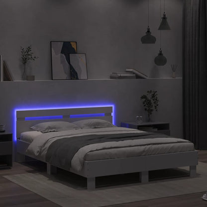Bedframe met hoofdeinde en LED wit 140x200 cm