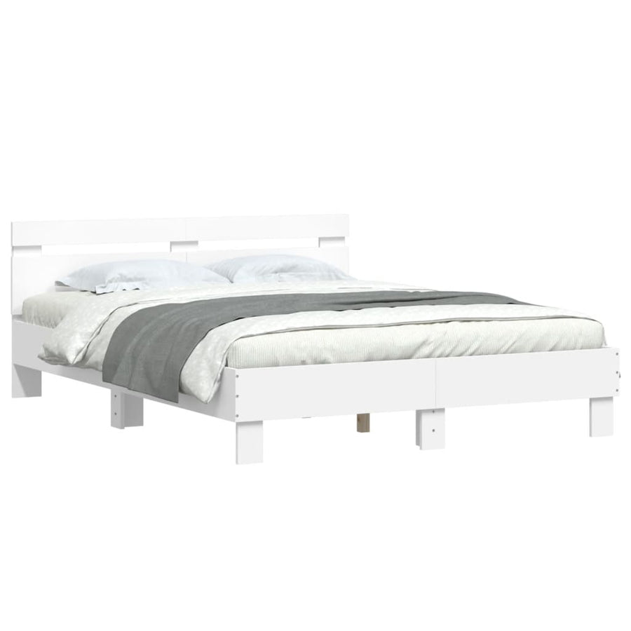 Bedframe met hoofdeinde en LED wit 140x200 cm
