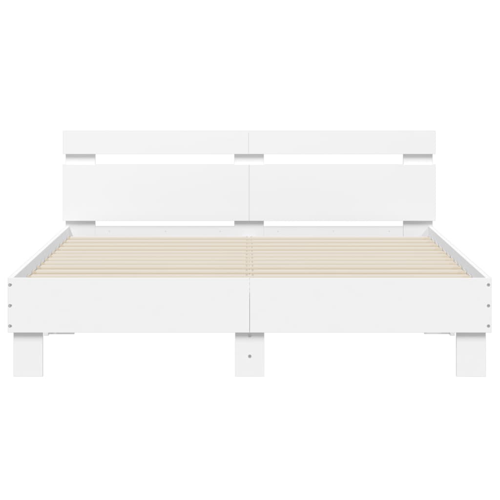 Bedframe met hoofdeinde en LED wit 140x200 cm