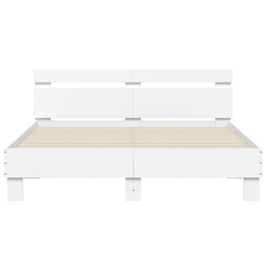 Bedframe met hoofdeinde en LED wit 140x200 cm