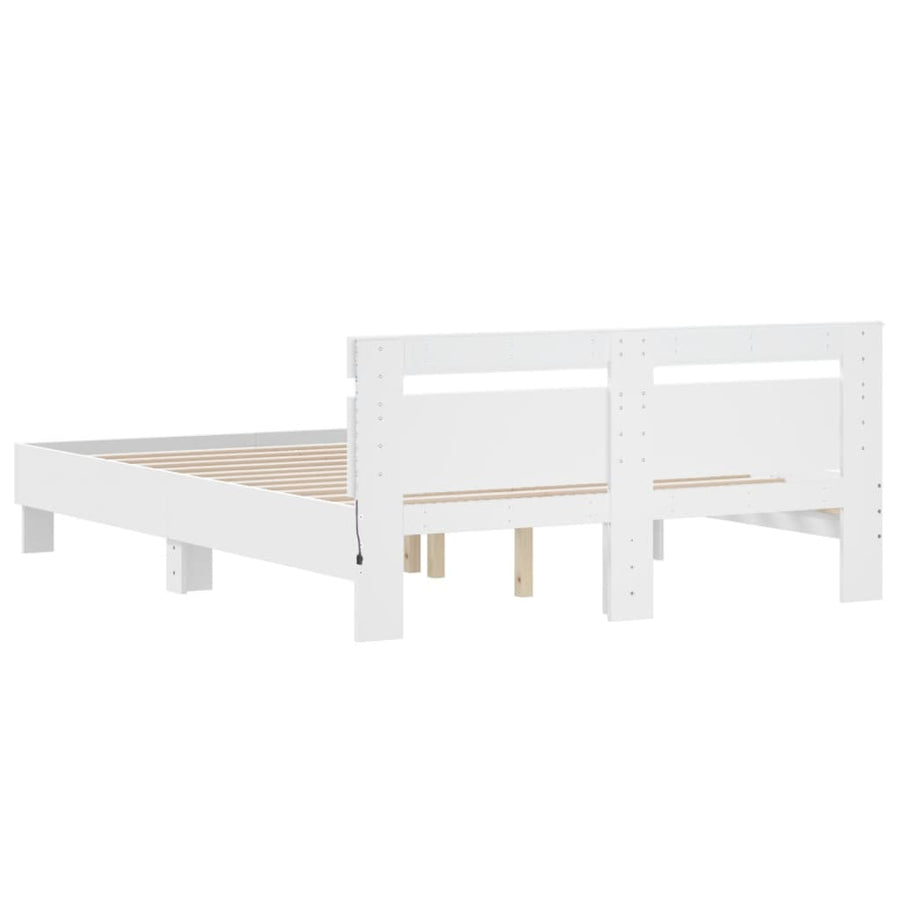 Bedframe met hoofdeinde en LED wit 140x200 cm