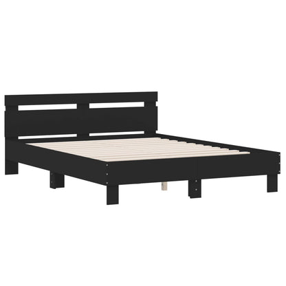 Bedframe met hoofdeinde en LED zwart 140x200 cm