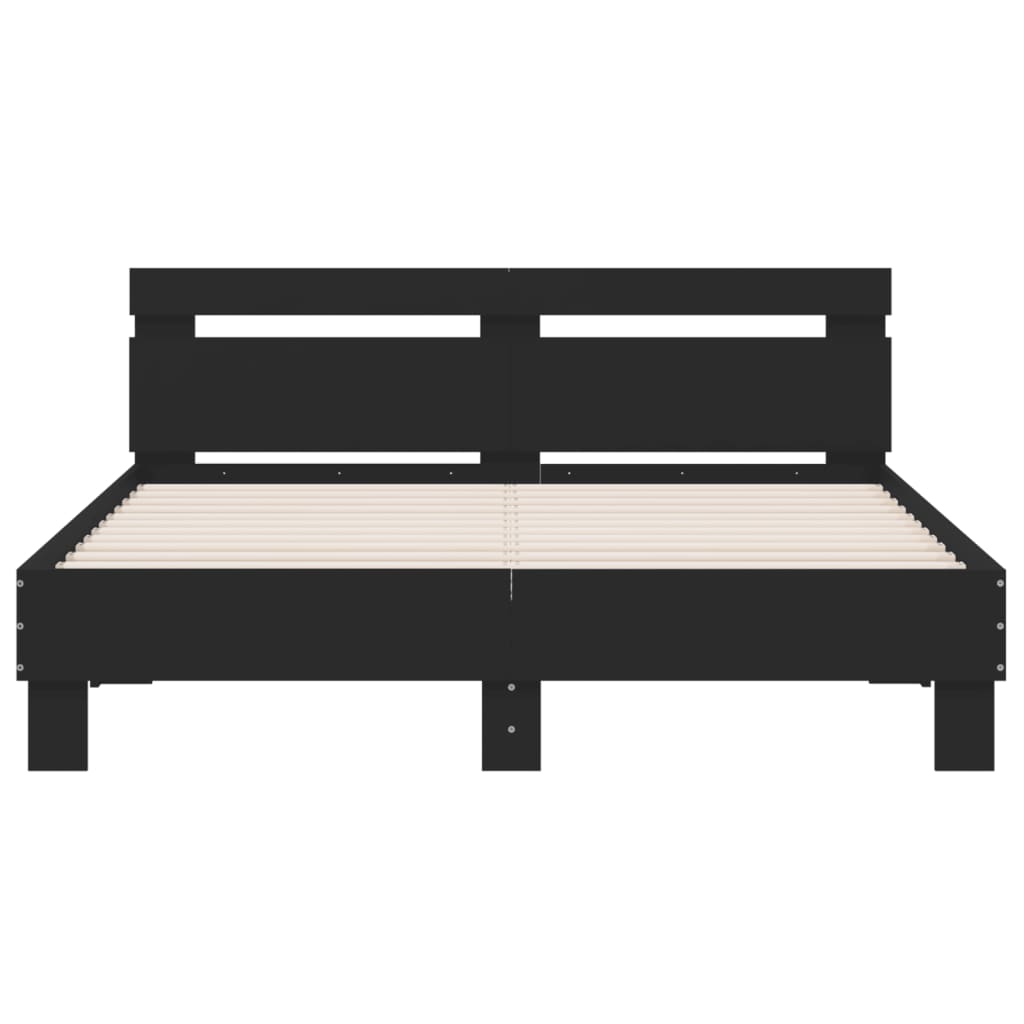 Bedframe met hoofdeinde en LED zwart 140x200 cm