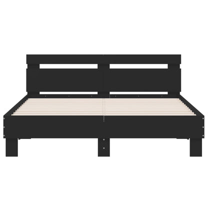 Bedframe met hoofdeinde en LED zwart 140x200 cm