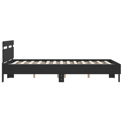 Bedframe met hoofdeinde en LED zwart 140x200 cm