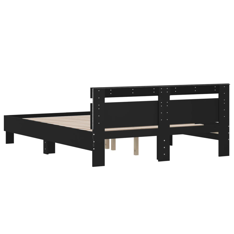 Bedframe met hoofdeinde en LED zwart 140x200 cm