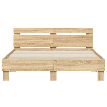 Bedframe met hoofdeinde en LED sonoma eikenkleurig 140x200 cm