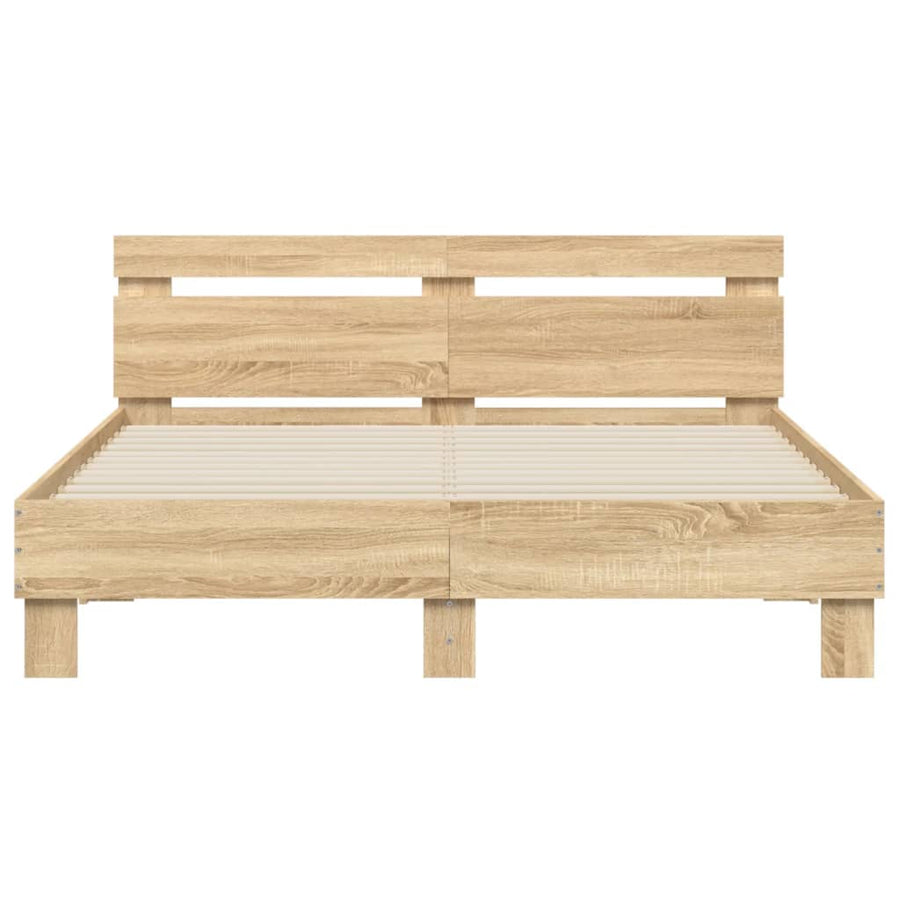 Bedframe met hoofdeinde en LED sonoma eikenkleurig 140x200 cm