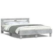 Bedframe 140x200 cm betongrijs met LED hoofdeinde