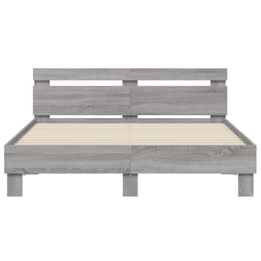 Bedframe met hoofdeinde en LED grijs sonoma eiken 140x200 cm