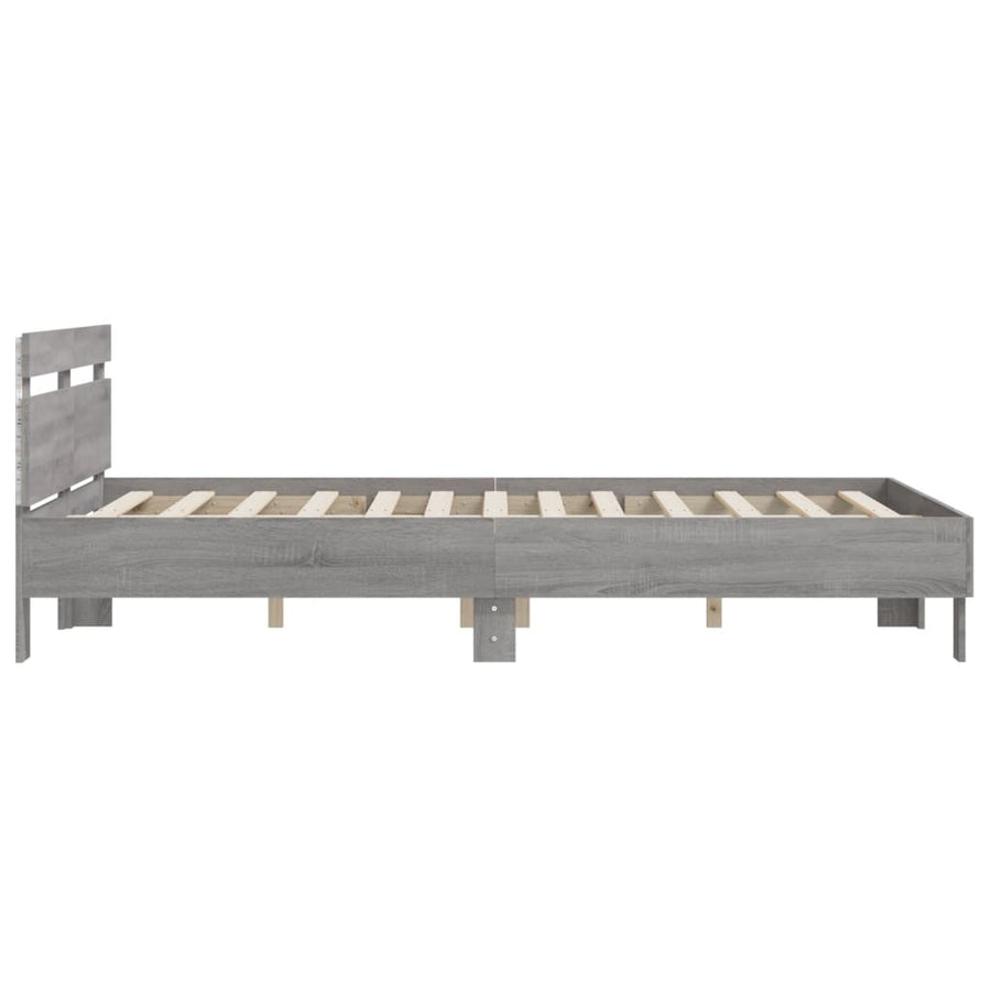 Bedframe met hoofdeinde en LED grijs sonoma eiken 140x200 cm