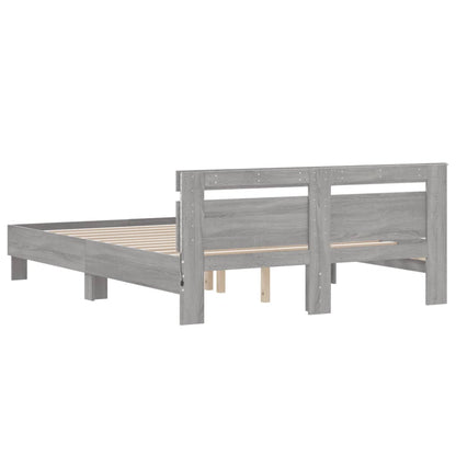 Bedframe met hoofdeinde en LED grijs sonoma eiken 140x200 cm