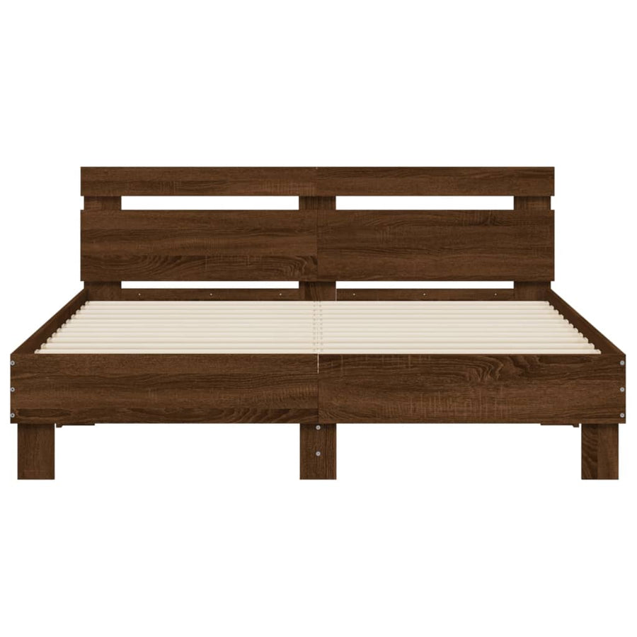 Bedframe met hoofdeinde en LED bruin eikenkleurig 140x200 cm
