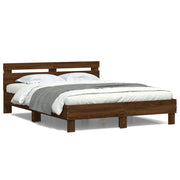 Bedframe 140x200 cm bruin eikenkleur met LED hoofdeinde