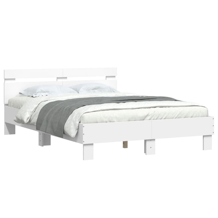 Bedframe met hoofdeinde en LED wit 120x200 cm
