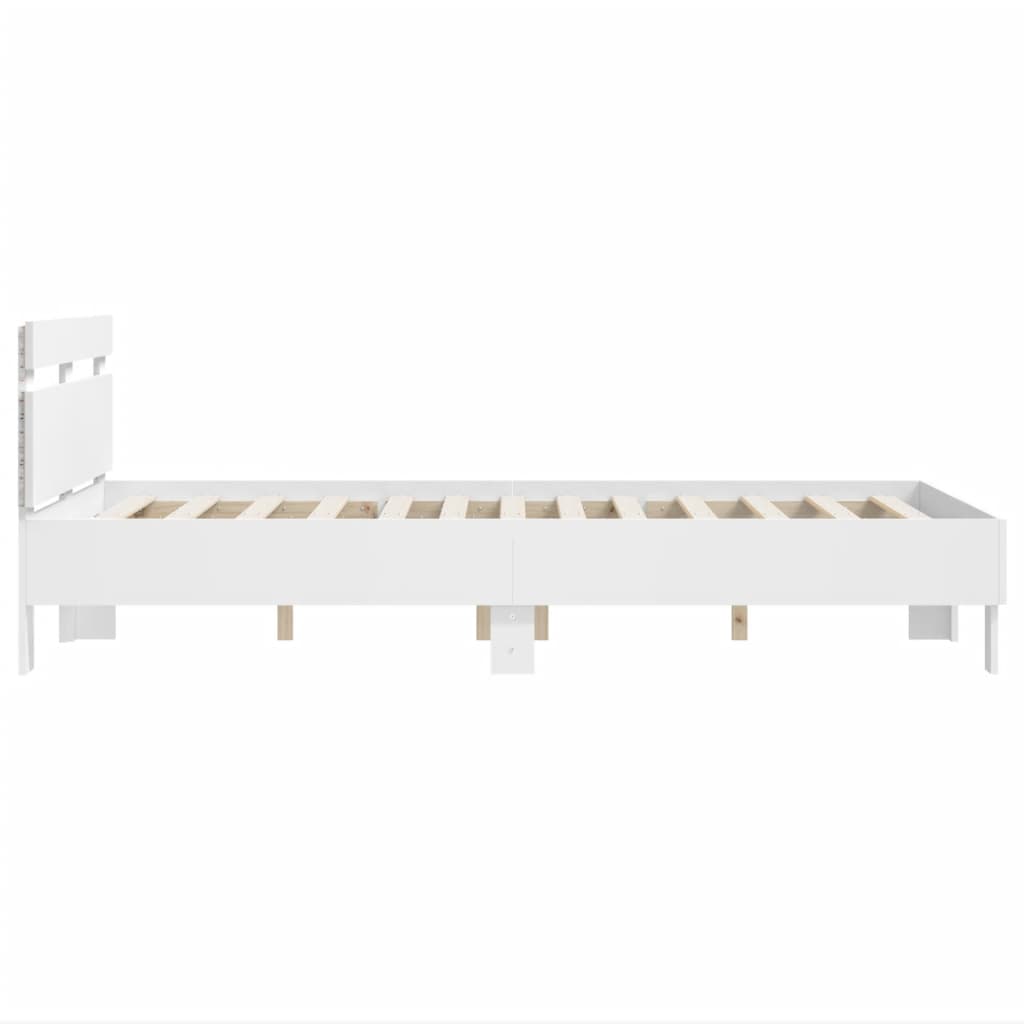 Bedframe met hoofdeinde en LED wit 120x200 cm
