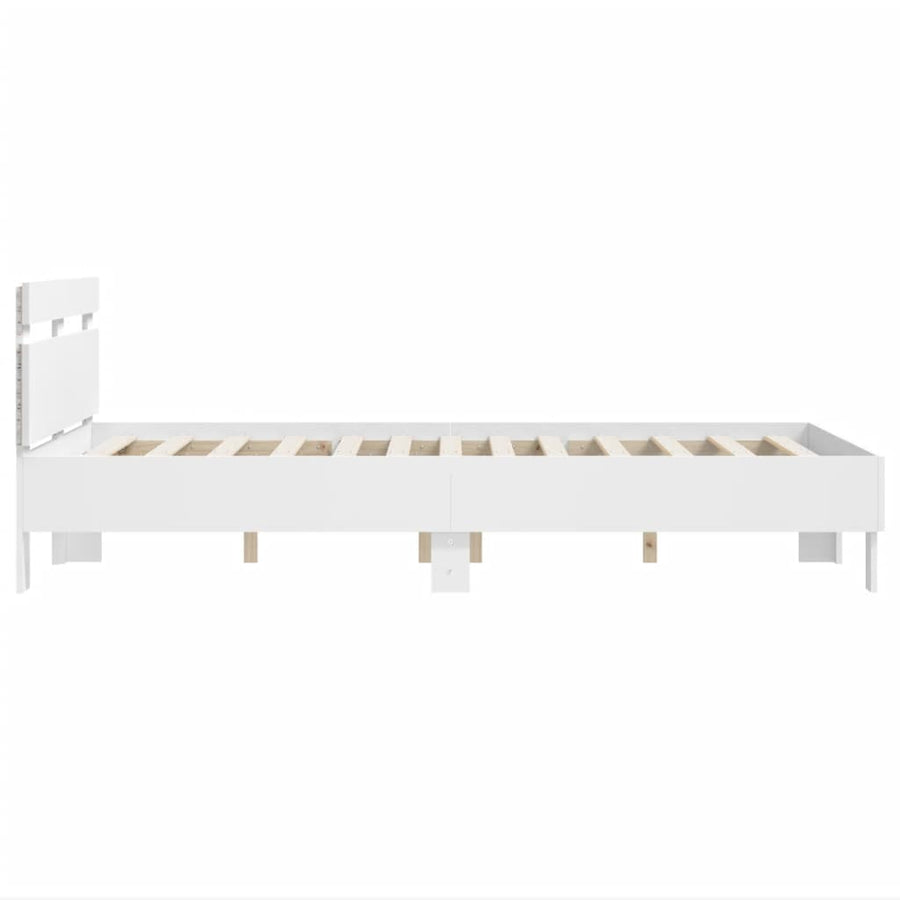 Bedframe met hoofdeinde en LED wit 120x200 cm
