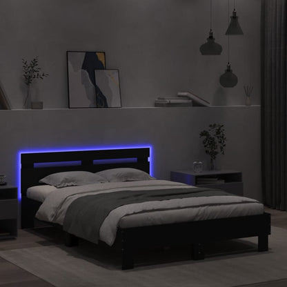 Bedframe met hoofdeinde en LED zwart 120x200 cm