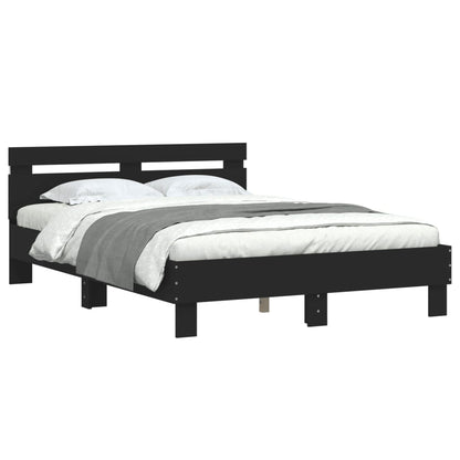 Bedframe met hoofdeinde en LED zwart 120x200 cm