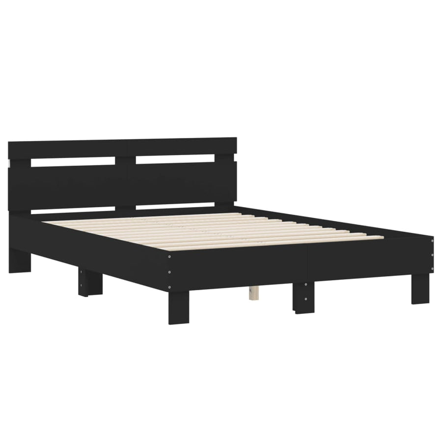 Bedframe met hoofdeinde en LED zwart 120x200 cm