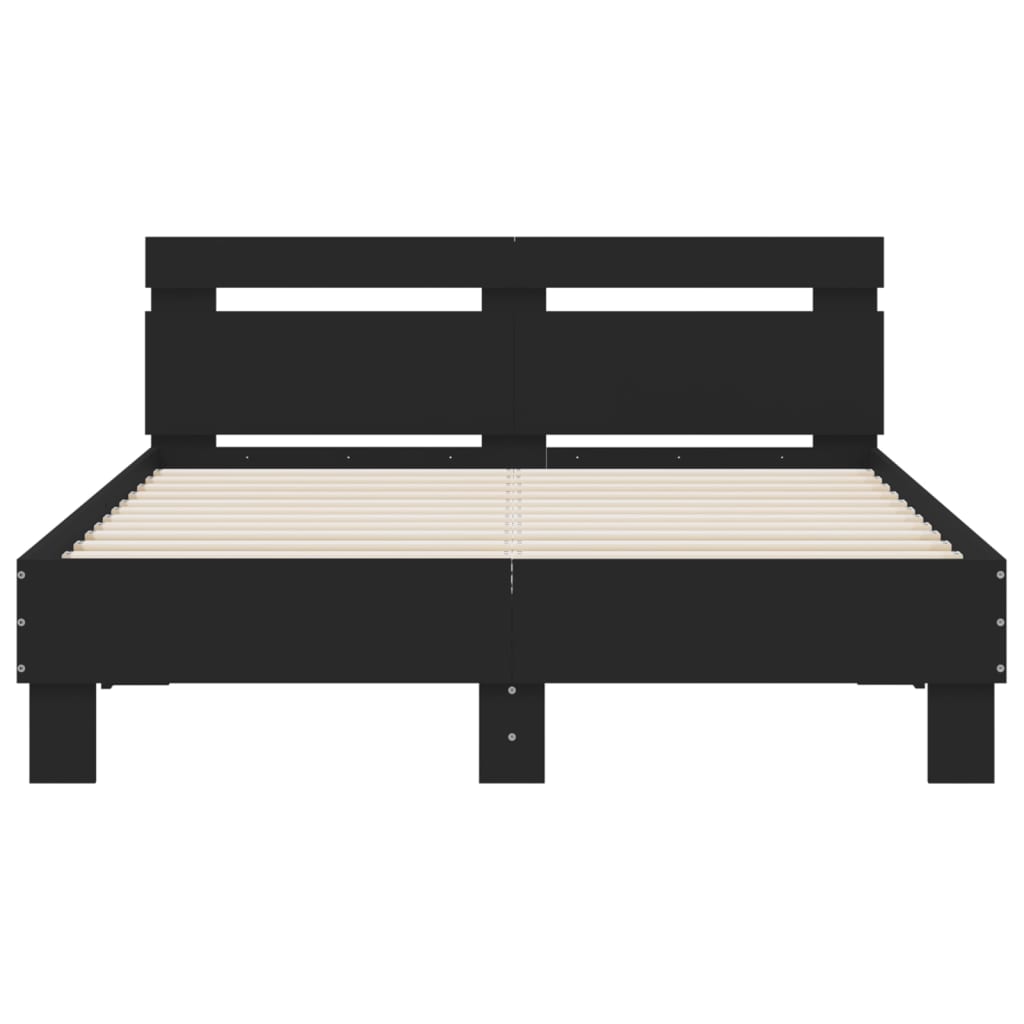 Bedframe met hoofdeinde en LED zwart 120x200 cm
