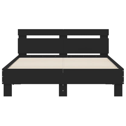 Bedframe met hoofdeinde en LED zwart 120x200 cm