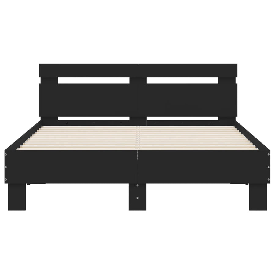 Bedframe met hoofdeinde en LED zwart 120x200 cm