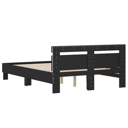 Bedframe met hoofdeinde en LED zwart 120x200 cm