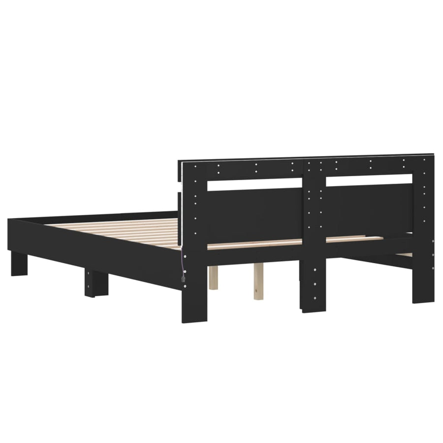 Bedframe met hoofdeinde en LED zwart 120x200 cm