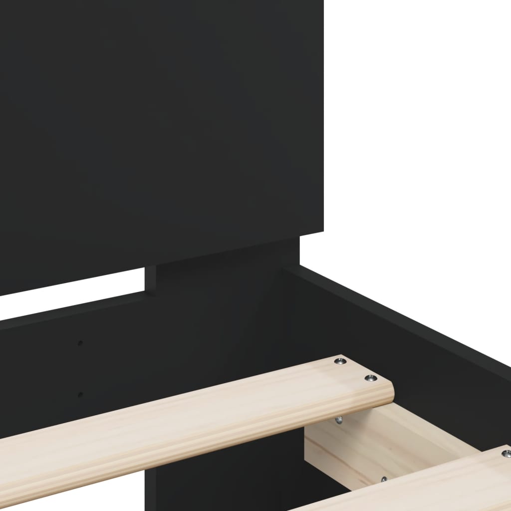 Bedframe met hoofdeinde en LED zwart 120x200 cm
