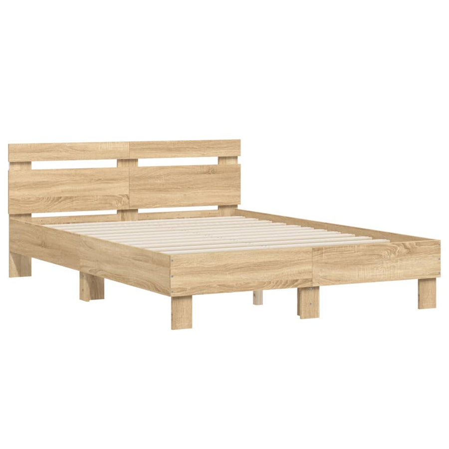Bedframe met hoofdeinde en LED sonoma eikenkleurig 120x200 cm