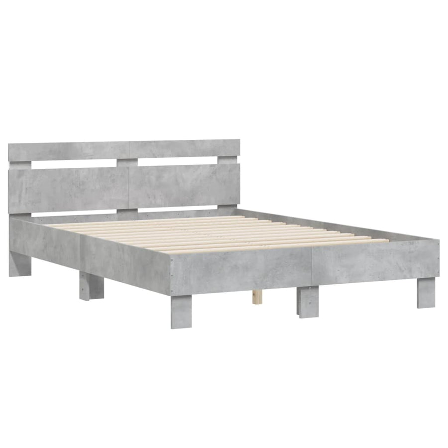 Bedframe met hoofdeinde en LED betongrijs 120x200 cm