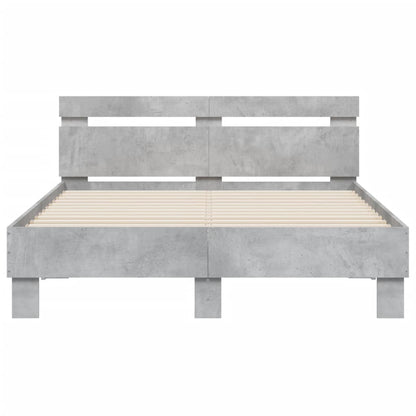 Bedframe met hoofdeinde en LED betongrijs 120x200 cm