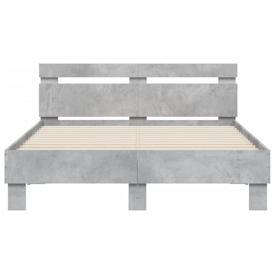Bedframe met hoofdeinde en LED betongrijs 120x200 cm