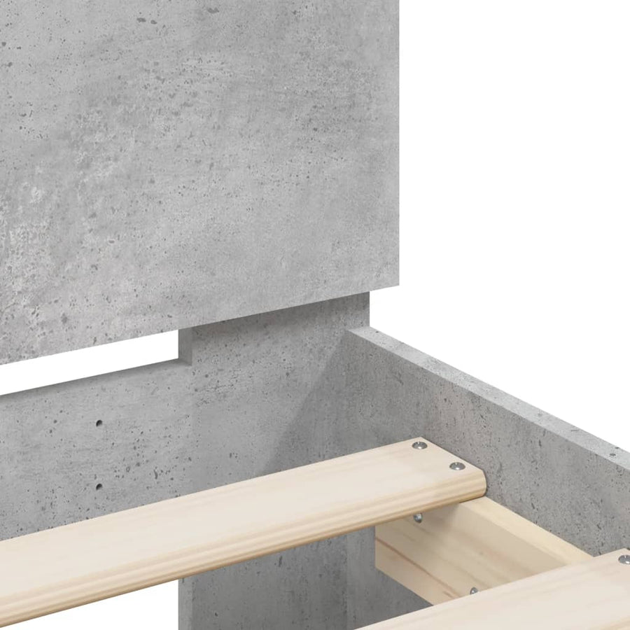 Bedframe met hoofdeinde en LED betongrijs 120x200 cm