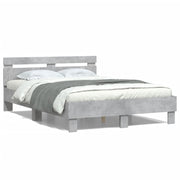 Bedframe 120x200 cm betongrijs met LED hoofdeinde