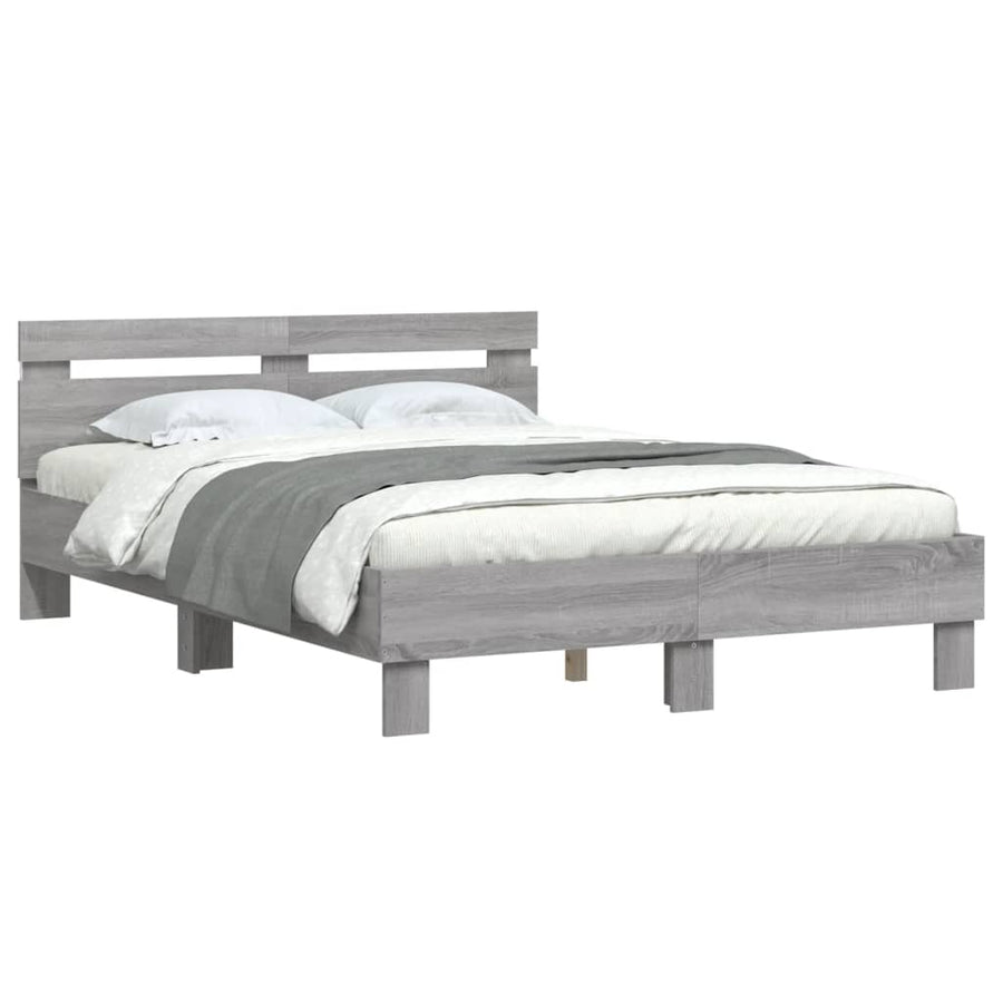 Bedframe met hoofdeinde en LED grijs sonoma eiken 120x200 cm