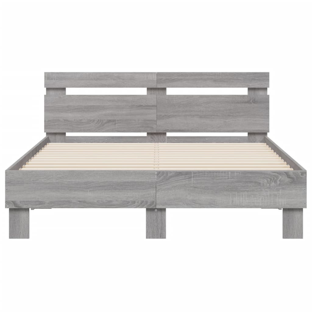 Bedframe met hoofdeinde en LED grijs sonoma eiken 120x200 cm